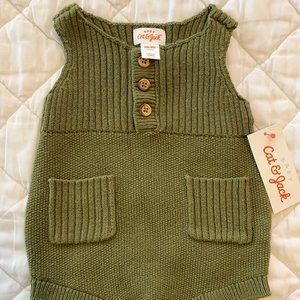 NWT Cat & Jack NB Olive Green Romper